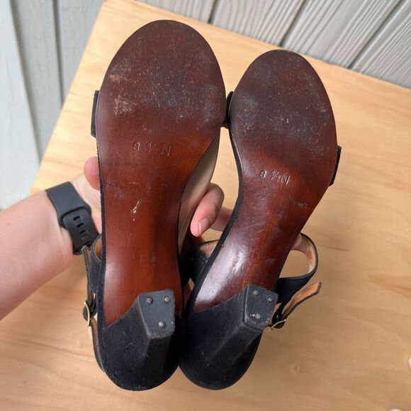 Vintage 60s/70s Pappagallo Black Suede Heeled Sandals Made in Spain 8.5N - Picture 5 of 11